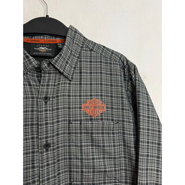 Camisa manga larga marca Harley Davidson, color gris a cuadros, Talla M 2021 4