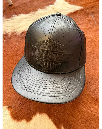Gorro jockey cuero, color negro harley davidson Talla XL 2027