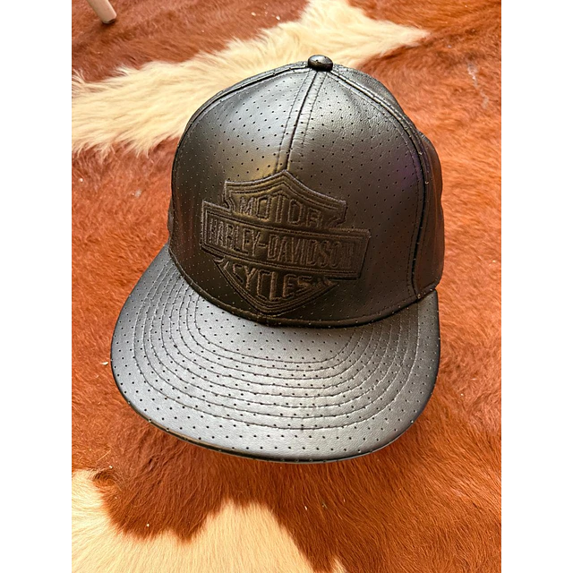 Gorro jockey cuero, color negro harley davidson Talla XL 2027 1