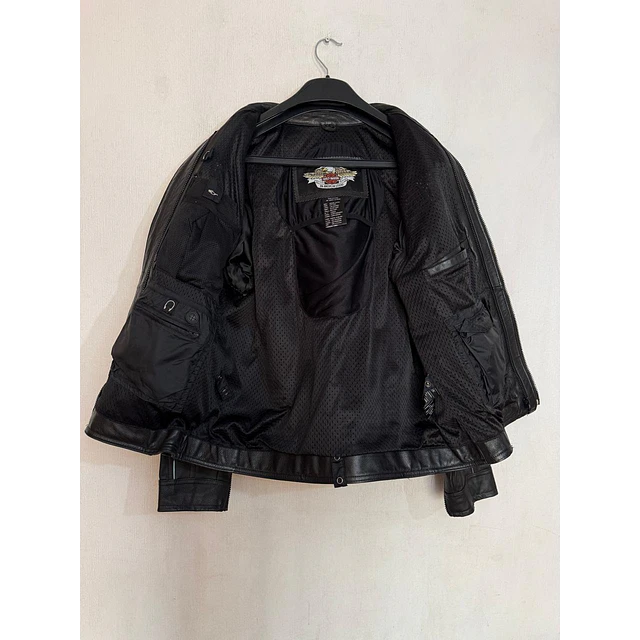 Chaqueta cuero marca Harley davidson, Victory Lane Black, color negro talla L 2032 5