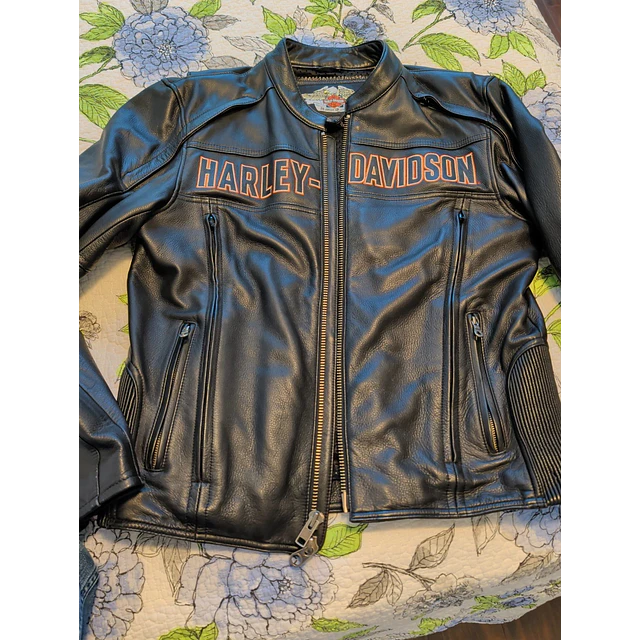 Chaqueta cuero marca Harley davidson, Victory Lane Black, color negro talla L 2032 12