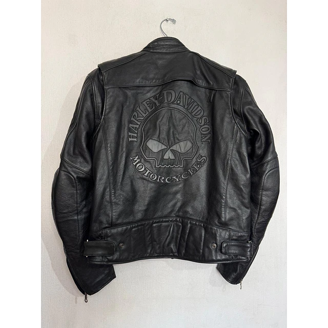 Chaqueta cuero hombre marca Harley Davidson, talla L Modelo Skull reflectante 2034 8