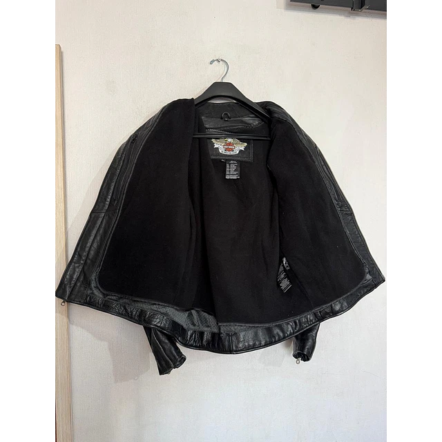 Chaqueta cuero hombre marca Harley Davidson, talla L Modelo Skull reflectante 2034 4