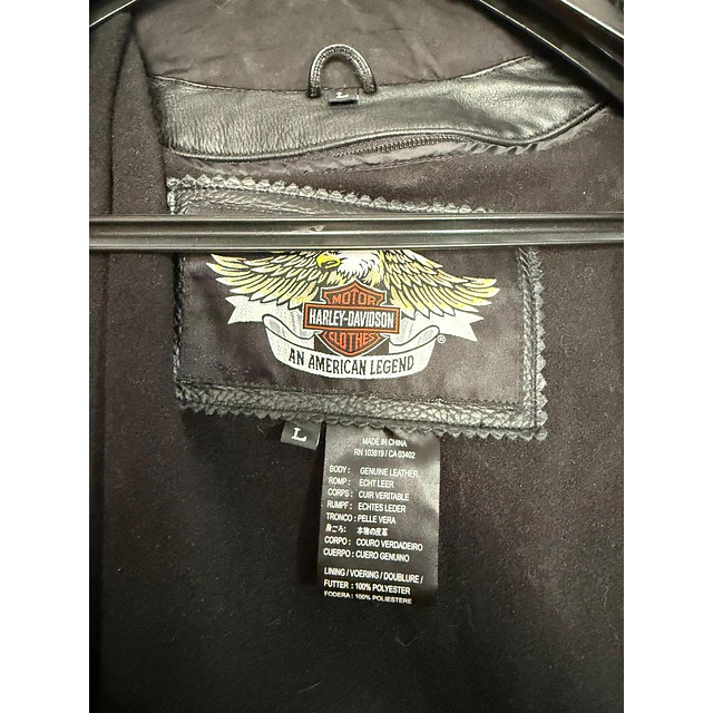 Chaqueta cuero hombre marca Harley Davidson, talla L Modelo Skull reflectante 2034 10