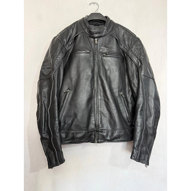 Chaqueta cuero hombre marca Harley Davidson, talla L Modelo Skull reflectante 2034 11