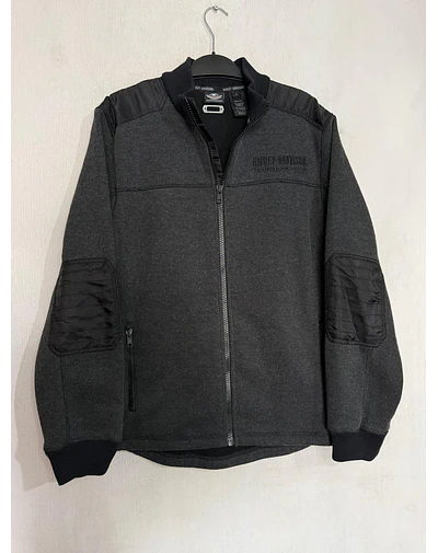 Poleron Manga larga y cierre, color gris, marca Harley Davidson, talla L 2039