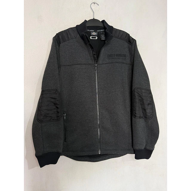 Poleron Manga larga y cierre, color gris, marca Harley Davidson, talla L 2039 1