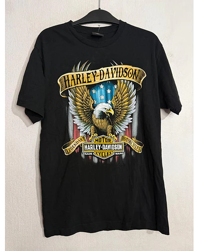 Poleron manga corta, marca Harley Davidson, color negro, Talla M Hombre 2041