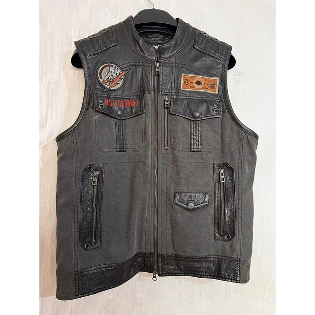 Chaqueta parchera vest, marca Harley Davidson, color gris, talla L 2047 1