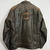 Chaqueta cuero marca Harley Davidson, talla M color cafe con protecciones 2048 2
