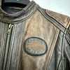 Chaqueta cuero marca Harley Davidson, talla M color cafe con protecciones 2048 14