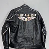 Chaqueta cuero marca Harley davidson, Modelo wing skull reflectante, color negro talla M 2049 2