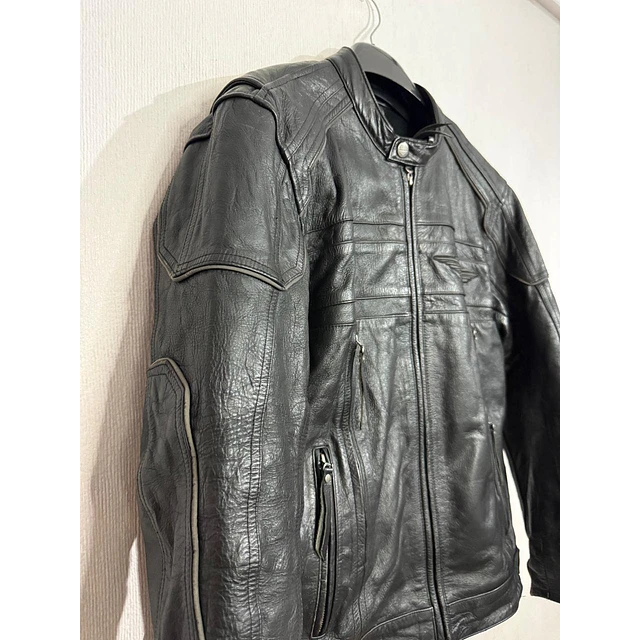 Chaqueta cuero marca Harley davidson, Modelo wing skull reflectante, color negro talla M 2049 21