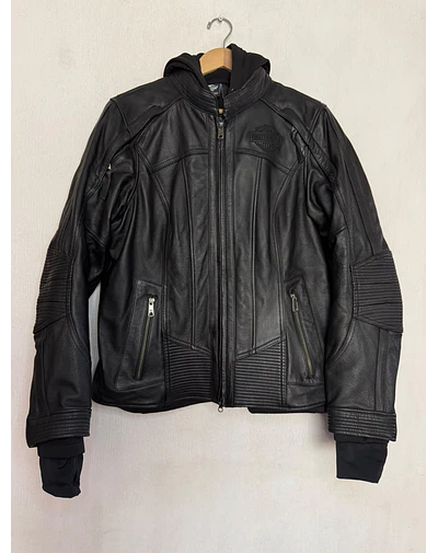 Chaqueta cuero mujer, marca Harley Davidson, Modelo Skull Reflectante talla XL 2051