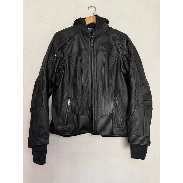 Chaqueta cuero mujer, marca Harley Davidson, Modelo Skull Reflectante talla XL 2051 1