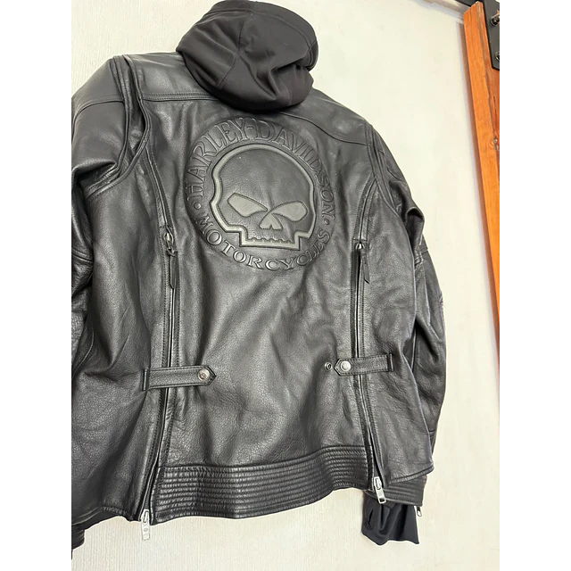 Chaqueta cuero mujer, marca Harley Davidson, Modelo Skull Reflectante talla XL 2051 6