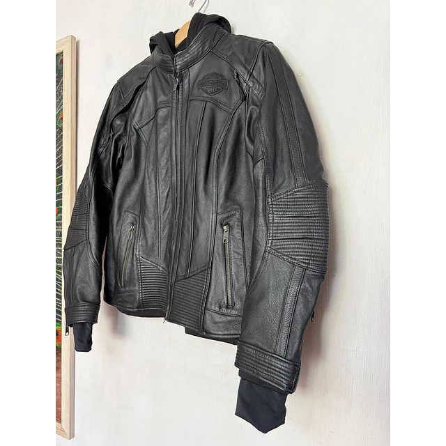 Chaqueta cuero mujer, marca Harley Davidson, Modelo Skull Reflectante talla XL 2051 12