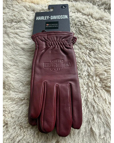 Guante cuero, color burdeo, marca Harley Davidson Full Speed talla L 2058