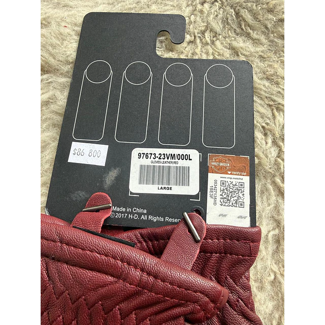 Guante cuero, color burdeo, marca Harley Davidson Full Speed talla L 2058 4