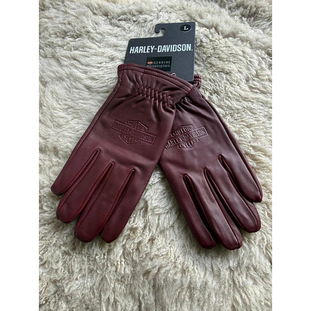 Guante cuero, color burdeo, marca Harley Davidson Full Speed talla L 2058 2