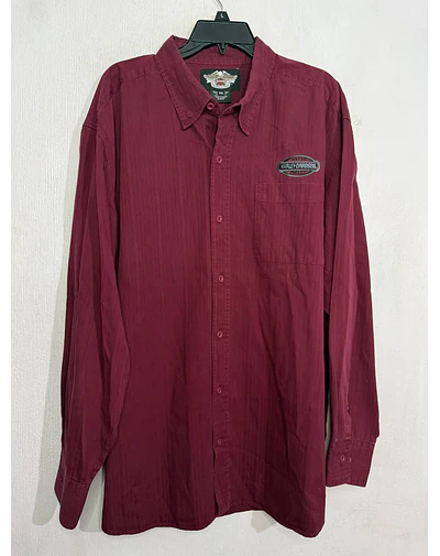 Camisa manga larga, marca Harley Davidson, color burdeo talla 2XL 2068