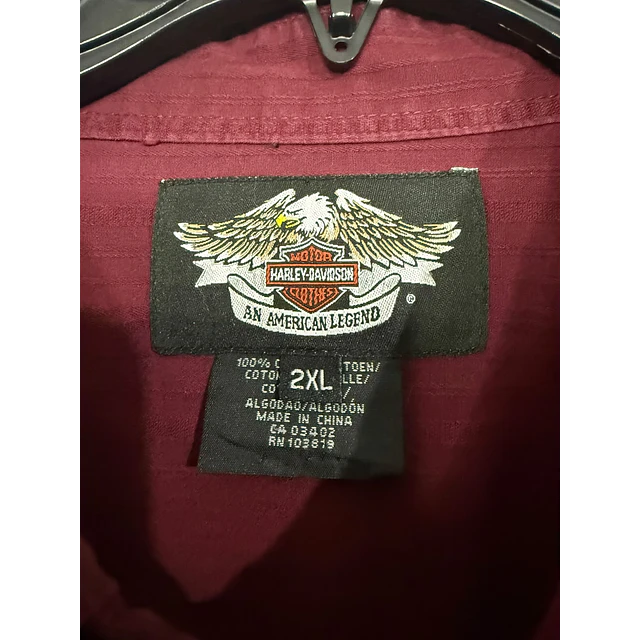 Camisa manga larga, marca Harley Davidson, color burdeo talla 2XL 2068 3
