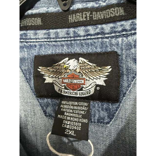 Camisa manga larga, marca Harley Davidson, Modelo Denin color azul talla 2XL 2069 3