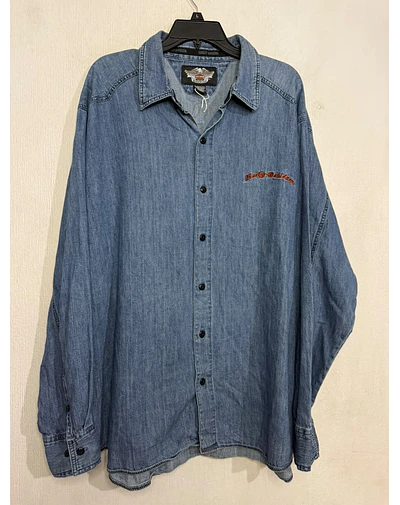 Camisa manga larga, marca Harley Davidson, Modelo Denin color azul talla 2XL 2069