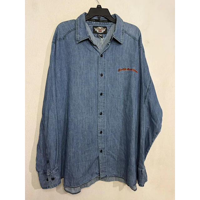 Camisa manga larga, marca Harley Davidson, Modelo Denin color azul talla 2XL 2069 1