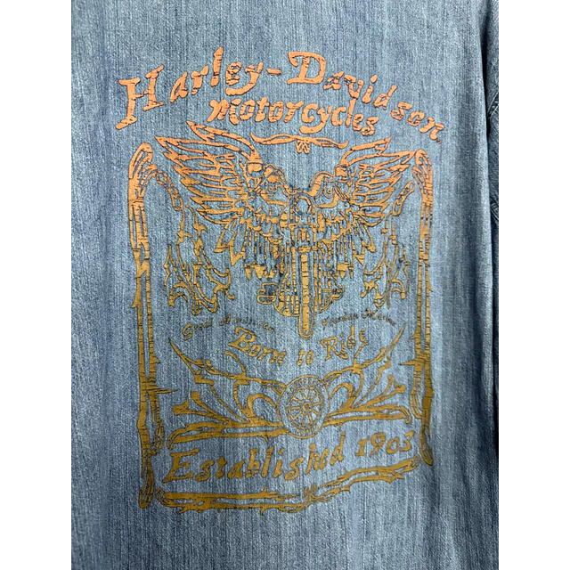 Camisa manga larga, marca Harley Davidson, Modelo Denin color azul talla 2XL 2069 5