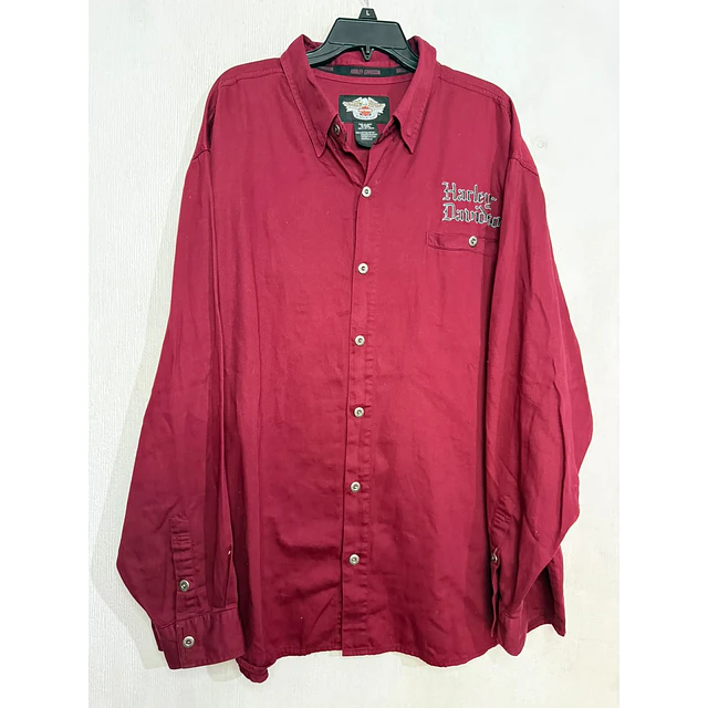 Camisa manga larga, marca Harley Davidson, color burdeo talla 2XL 2071 1