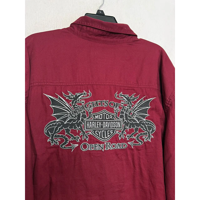 Camisa manga larga, marca Harley Davidson, color burdeo talla 2XL 2071 6