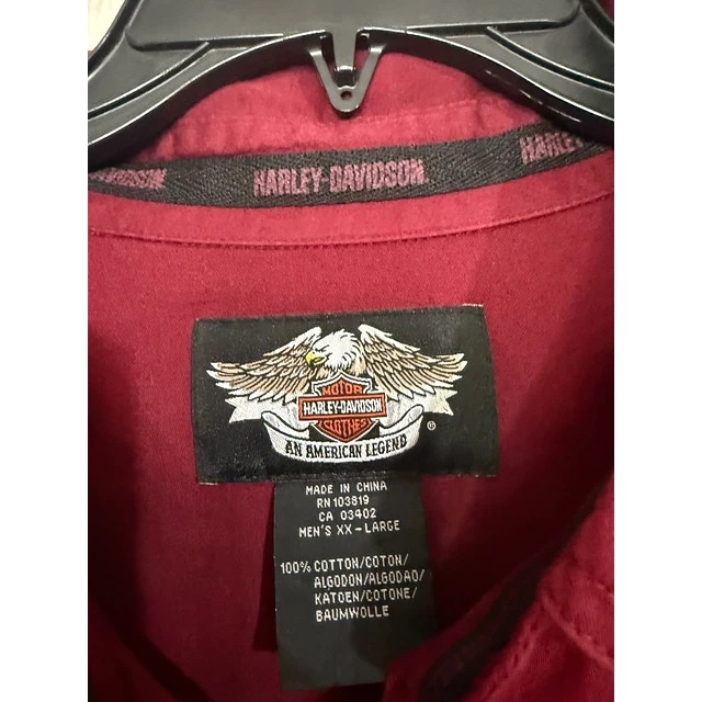 Camisa manga larga, marca Harley Davidson, color burdeo talla 2XL 2071 3