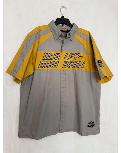 Camisa manga corta, marca Harley Davidson, bicolor gris, talla 2XL 2080