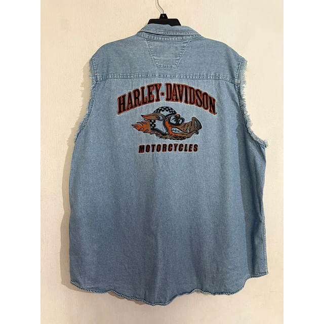 Camisa sin mangas, marca Harley Davidson, color denin celeste talla 2XL 2082 2