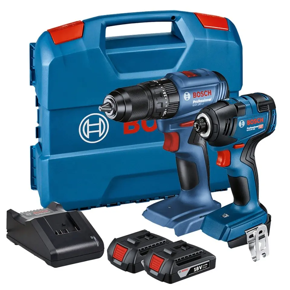 Kit combinado: GSB 185 LI + GDR 18V-200 + 2 baterías 2,0Ah + GAL 12V-20 en maletín de transporte 1