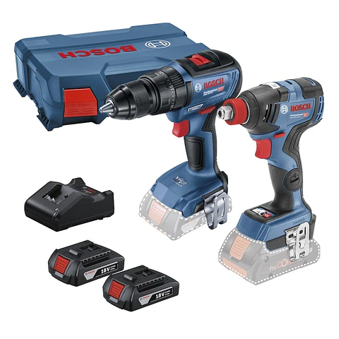 Taladro Percutor 1/2" GSB 18V-50 + Llave de Impacto 1/2" GDX 18V-200 18V Brushless Bosch