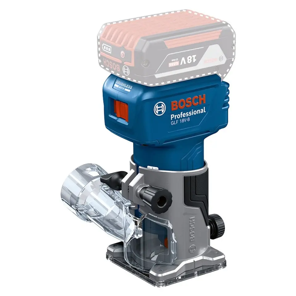  Fresadora 18V 1/4'' 6, 8 mm Brushless Baretool Bosch GLF 18V-8 1
