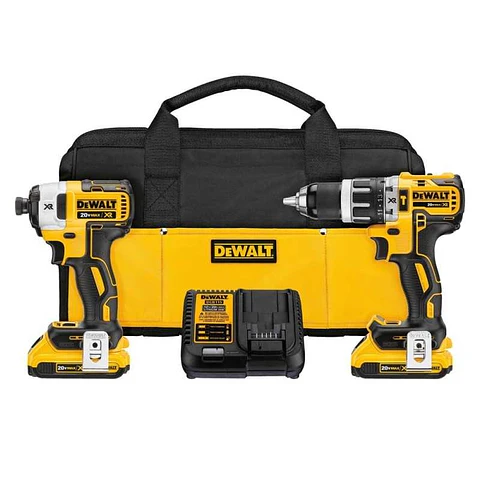 KIT Taladro Percutor 1/2" + Atornillador de Impacto 1/4" 20V Xr Dewalt DCK287D2