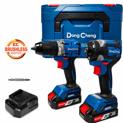COMBO DCKIT26AM: TALADRO PERCUTOR 1/2″ DCJZ2060i 60Nm+ ATORNILLADOR IMPACTO 1/4″ DCPL208 208Nm +2AH DONG CHENG 20V