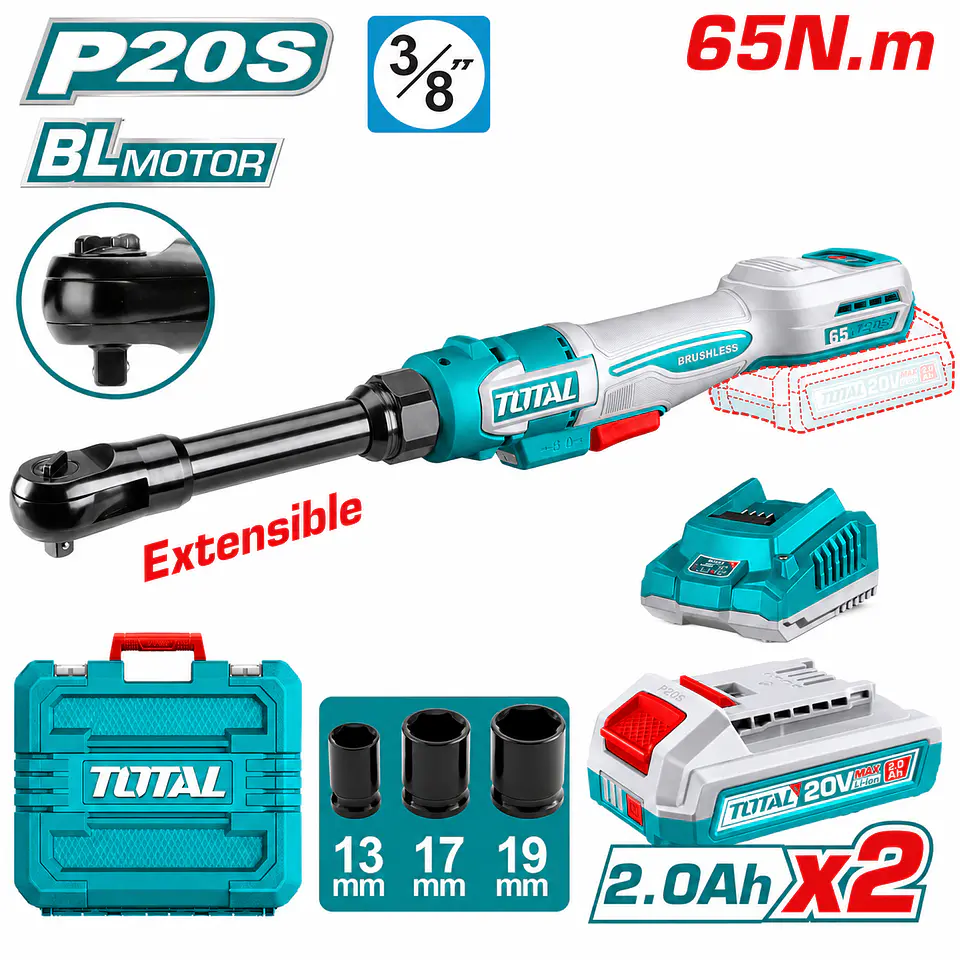 RATCHET EXTENDIDO 20V 65NM 3/8'' 0-350RPM 2X2.0AH + - TDRLI2065292 2