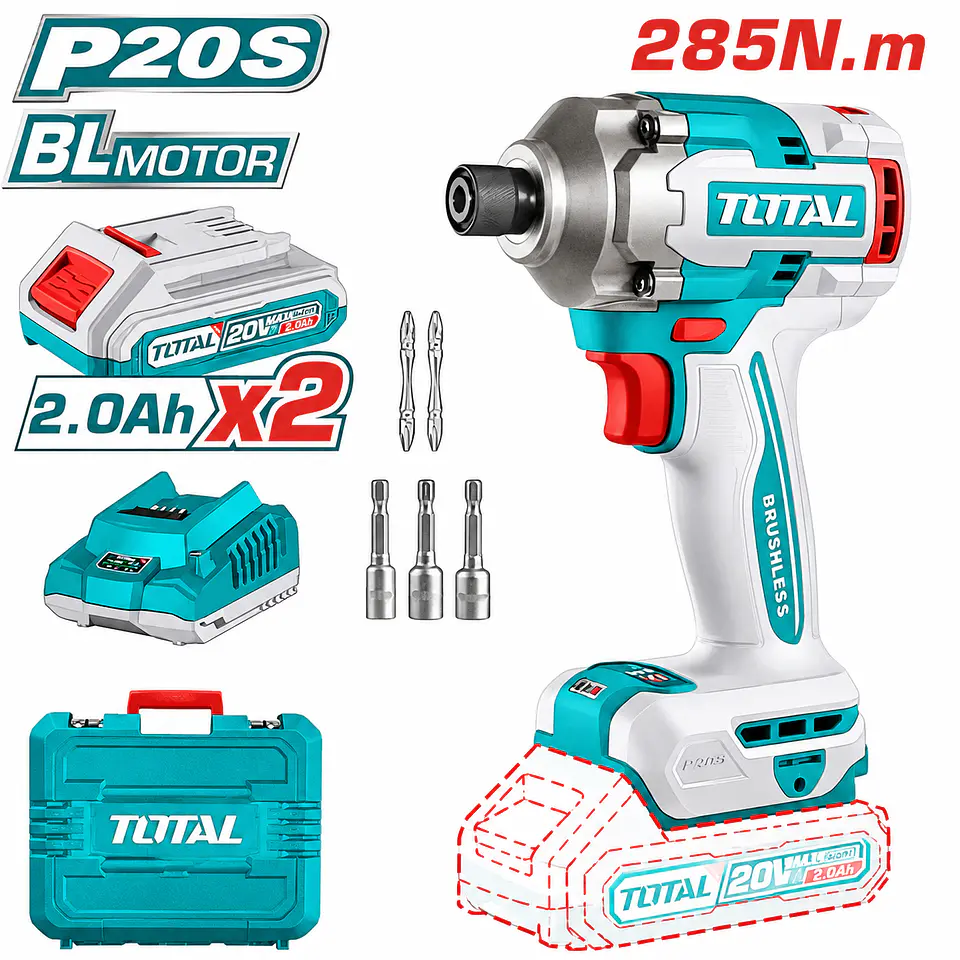 ATORNILLADOR 285NM BRUSHLESS LI-ION 20V 6.35MM - TIRLI2028 1