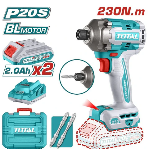 ATORNILLADOR 230NM BRUSHLESS LI-ION 20V HEX:6.35 2X2.0AH 0-2900BPM TOTAL - TIRLI2023
