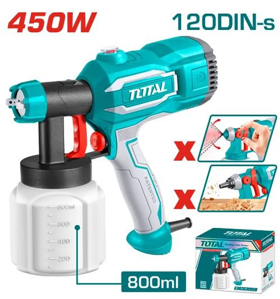 PISTOLA PARA PINTAR ROCIADORA ELECTRICA 450W 380ML/MIN 800ML INDUSTRIAL - TT3506 1