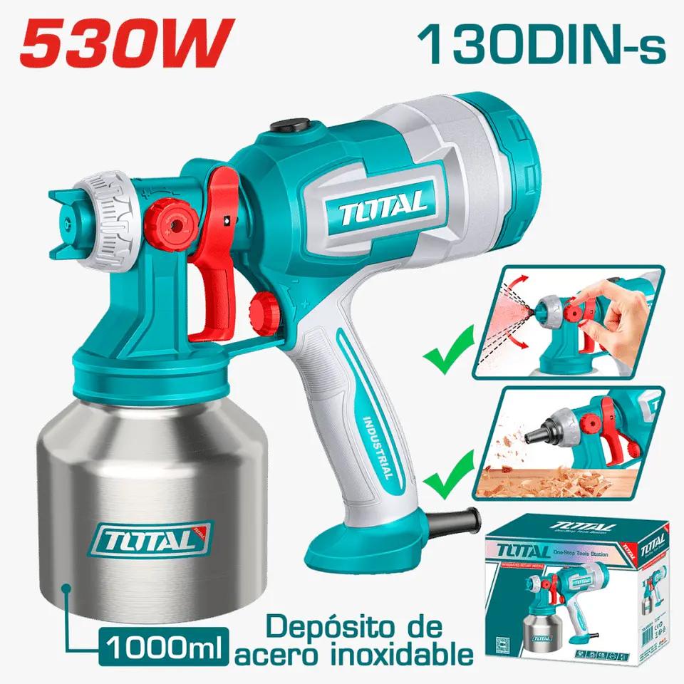PISTOLA PARA PINTAR HVLP ELECTRICA 530W 130DIN-S 410ML/MIN 1000ML TANQUE AC - TT45061 2