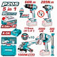 COMBO 5 EN 1 TALADRO PERCUTOR 66NM + ATORNILLADOR DE IMPACTO 285NM + AMOLADORA 1000W + LINTERNA TOTAL - TOSLI250692 - Miniatura 1