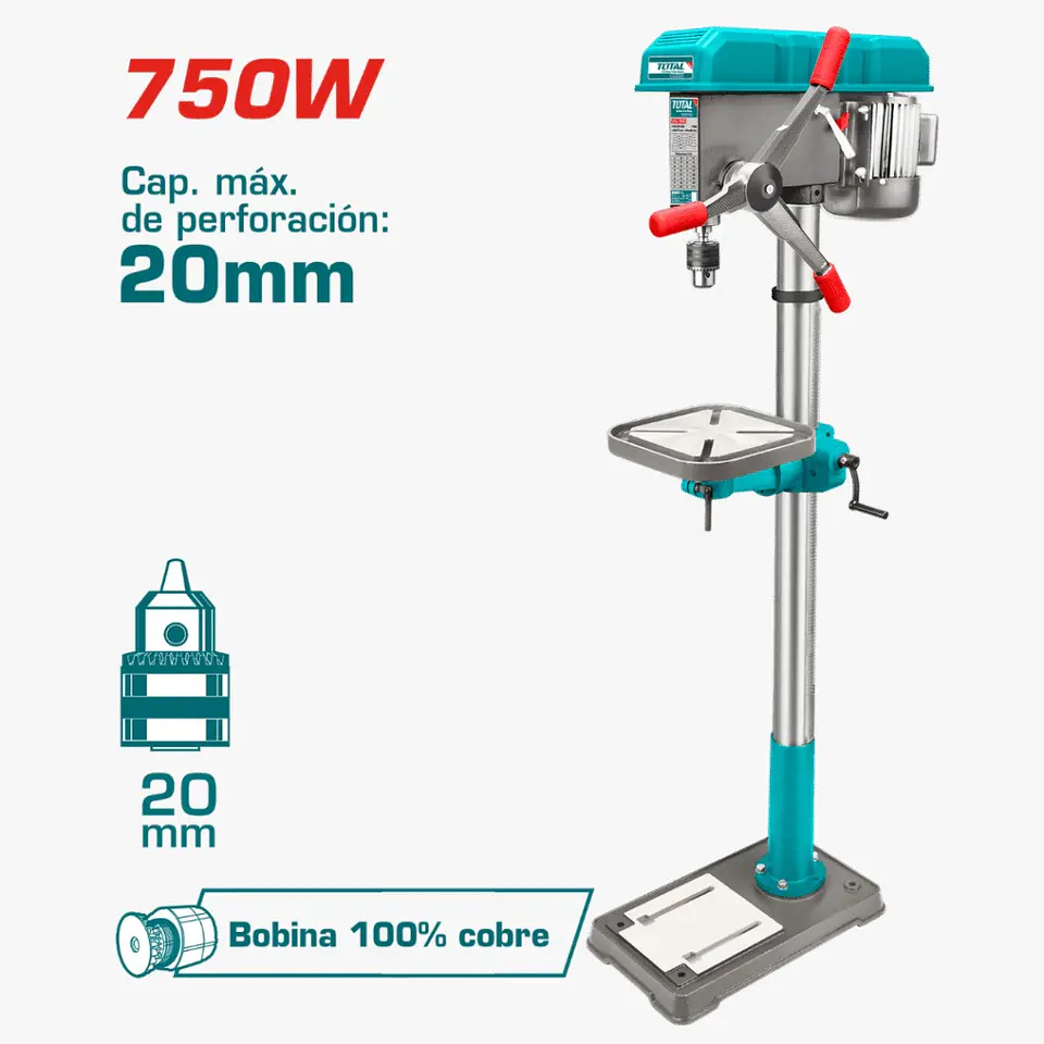 TALADRO DE BANCO 1HP 20MM 750W 3840RPM ALTURA 157CM - TDP207505-5 1