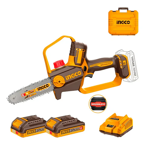 MOTOSIERRA INALÁMBRICA BRUSHLESS INGCO CGSLI20882 20V 8" 20CM 2BAT 2AH