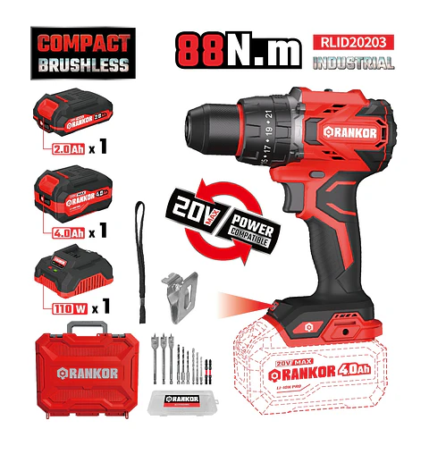 LLAVE DE IMPACTO 3/4" 20V 1500NM BRUSHLESS RANKOR RLIW20203