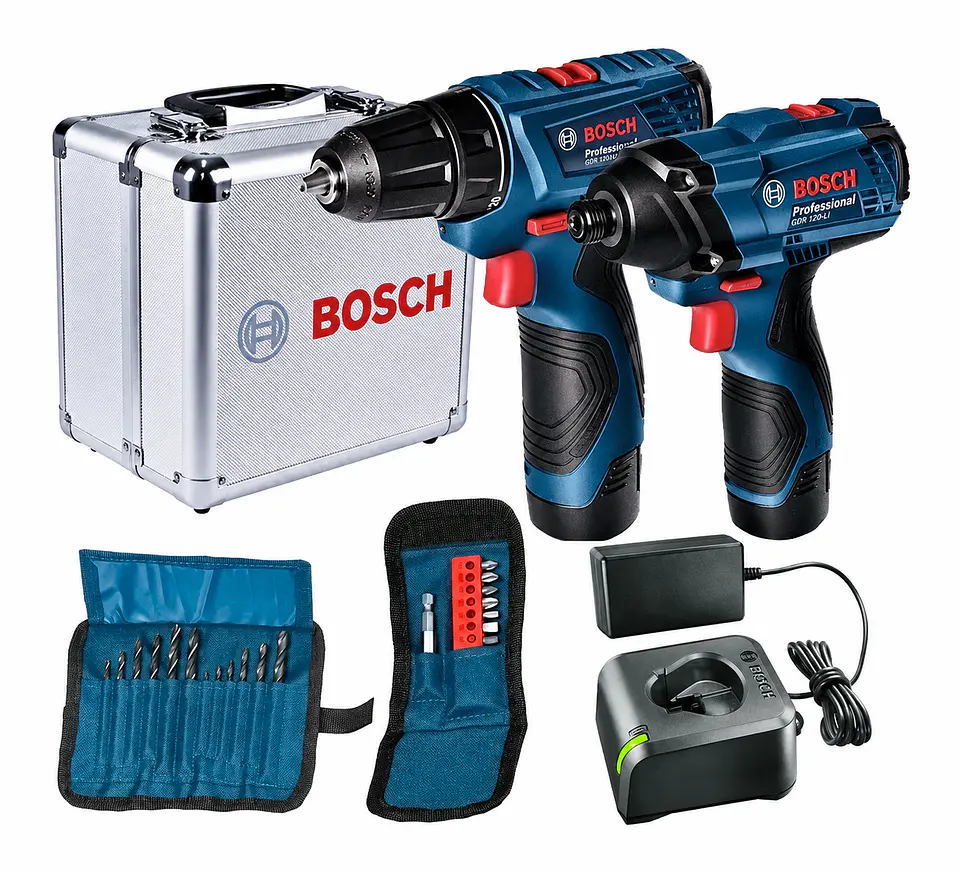 Combo Taladro GSR 120-LI + Atornillador Impacto GDR 120-LI 12V + 23 Accesorios Bosch 1
